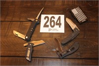(4) Assorted Knives & Card Wallets