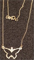 (KC) 14K Yellow Gold Butterfly Necklace (.8