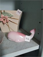 Fenton Pink Glass Whale w/Label