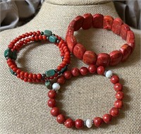 (3) Coral Bracelets
