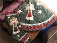 Quilted Christmas Tree Skirt & Stocking