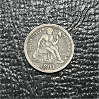 1891-O US Seated Liberty Dime