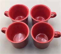 Fiesta Ware Mugs, Lot of four Red Mugs,