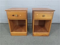 2x The Bid Wood One Drawer One Shelf Side Tables