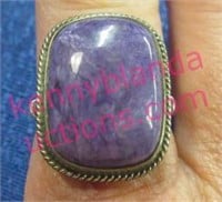 vintage sterling silver purple stone ring -sz 9.25