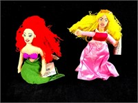 Set of (2) Disney Plush Bean Bag Dolls Ariel and P
