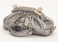Versace Madonna Boston Silver Leather Mini Handbag