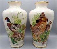 12" Lenox Game Bird Pheasant & Grouse Vases