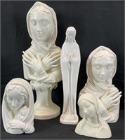 5 Madonna / Madonna & Child Ceramic Statues