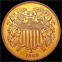 1869 RED Two Cent Piece CHOICE BU