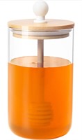 12oz Honey Pot,Glass Honey Jar with Dipper