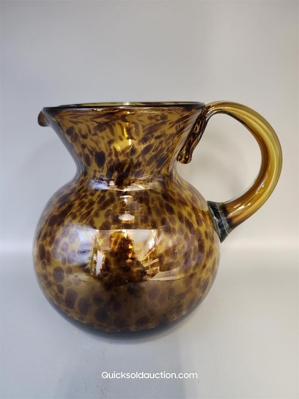 Vintage Tortoise Blown Glass 8"H. Pitcher