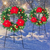 2pk 24" Christmas Wreath Set with Easel