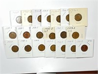 Lot of (20) Mixed Date Wheat Cents in 2x2 Flips