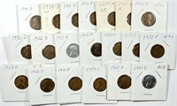 Lot of (20) Mixed Date Wheat Cents in 2x2 Flips