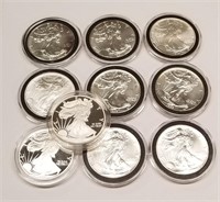 8 Mixed Date Silver Eagles Unc. 2 Proof