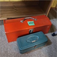 B308 Red tool box w tools and empty tacklebox