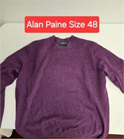 Alan Paine Purple Sweater 100 % Wool Sz 38
