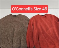 2 O'Connell's 100% Shetland Wool Sweaters Sz 46