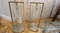 Pair of Heavy Metal & Glass Lamps