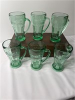 Libbey green glass coke glasses