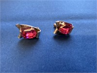 Vintage screw backs earrings, pink stone