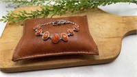 .925 Sterling Silver and Orange Gemstone Bracelet
