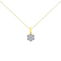 14k Gold 1.00ct Diamond 7-stone Floral Necklace
