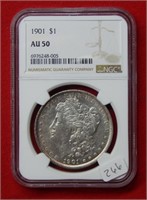 1901 Morgan Silver Dollar NGC AU50