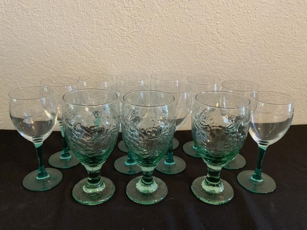 VTG Blue Turquoise Wine Glasses