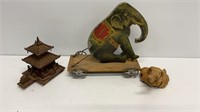 Gibbs Jumbo elephant toy, carved wooden model of