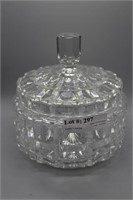 Lidded crystal bowl with contemporary thumbprint