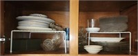 Shelf lot of misc plates bowls and more