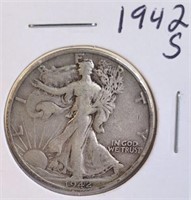 1942 S Walking Liberty Silver Half Dollar
