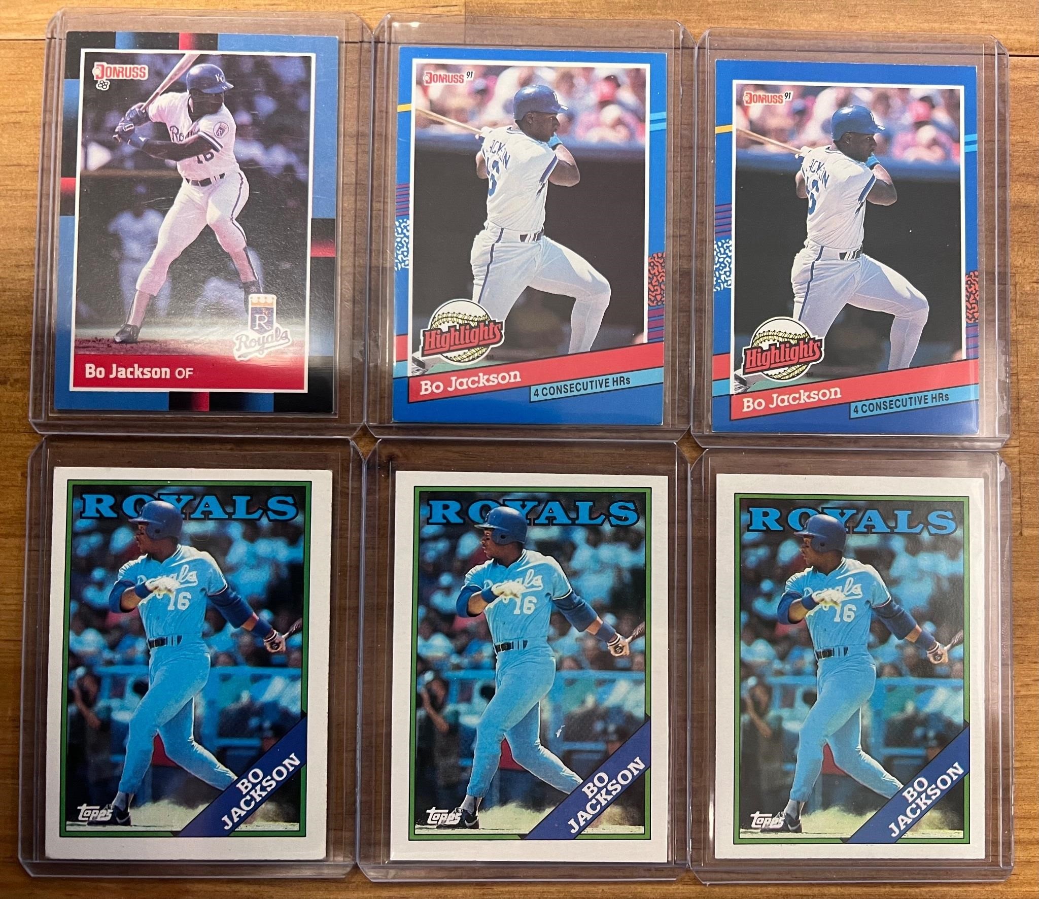 Lot of 6 1987-1990 Bo Jackson 2nd year MLB cards