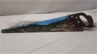 Handsaw w/ Hand Painted Logging Scene
