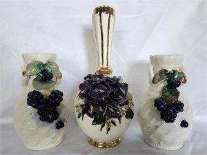 3pcs Small Gorgeous Detailed Porcelain Vases