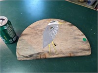 Wooden Board w/Hand Painted Heron