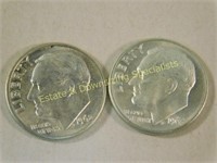 2 Silver Uncirculated US Dimes 1962 & 1963