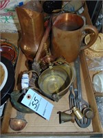 FLAT OF COPPER PITCHERS AND BRASS