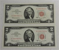2 - 1963A $2 US notes, red seal, CU
