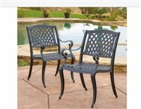 2 Antique Matte Black Outdoor Chairs