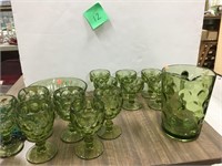 green glass ware lot