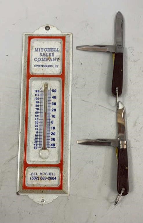 Proto Knives and Mitchell Sales Co Thermometer
