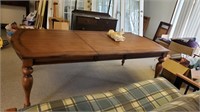 KULIWOOD & LEATHER DINING TABLE W/ LEAF