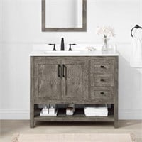 Brown Undermount Single Sink Bathroom Vanity