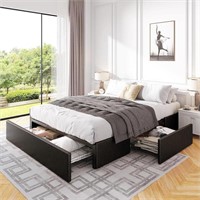 MUTICOR Full Size Platform Bed with 3 Drawers