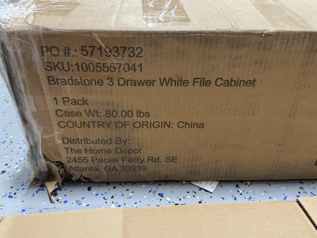 Bradstone 3 Drawer White File Cabinet