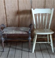 Ethan Allen Chair & Vintage Dresser Stool (seat