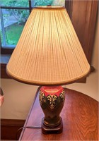 Red and Green Vase Table Lamp with Empire Shade